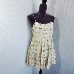 Sub_Urban Riot Floral Mini Dress - Cream and Green